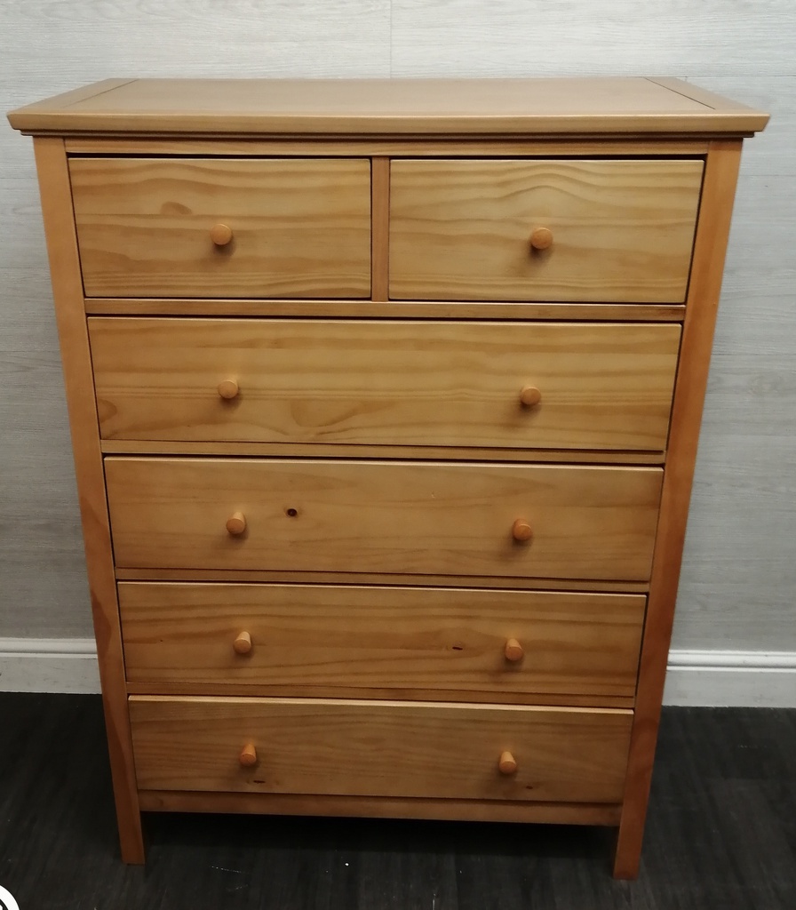 tall six drawer pine chest