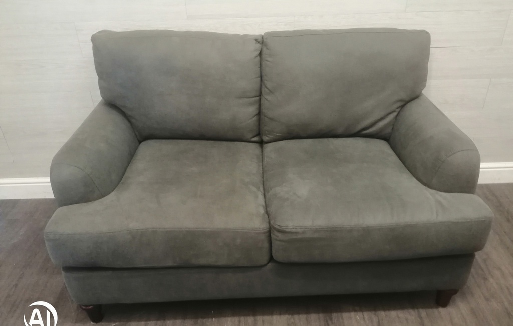 neat grey two seater sofa