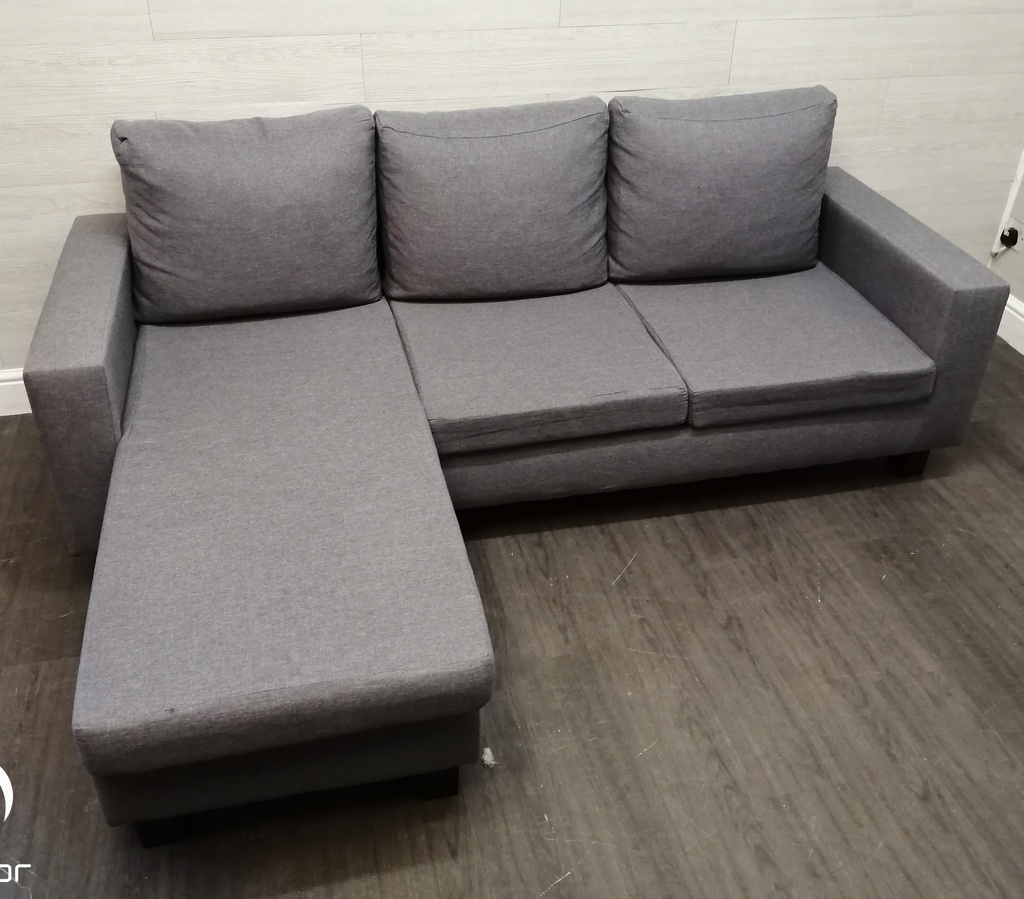 neat grey  l shape sofa