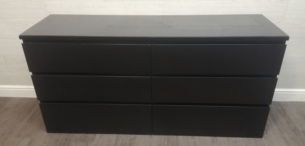 IKEA ‘MALM’ black SIX DRAWER CHEST