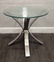 very stylish round glass top side table