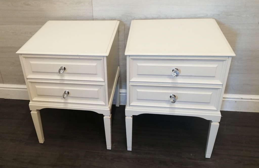 pair of two drawer cream bedsides