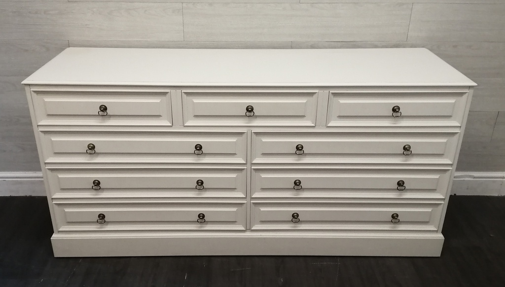 white  nine DRAWER MERCHANT STYLE CHEST