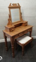 PINE DRESSING TABLE WITH MIRROR &amp; STOOL