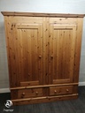 LARGE SOLID PINE DOUBLE WARDROBE WITH DRAWERS