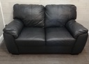 black faux leather two seater sofa