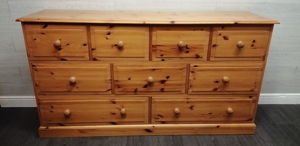 SOLID quality solid PINE LARGE 9 DRAWER MERCHANT STYLE PINE CHEST