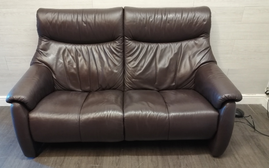 modern brown leather ELECTRIC TWO SEATER RECLINER SOFA