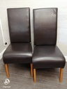 PAIR OF BROWN  FAUX LEATHER DINING CHAIRS