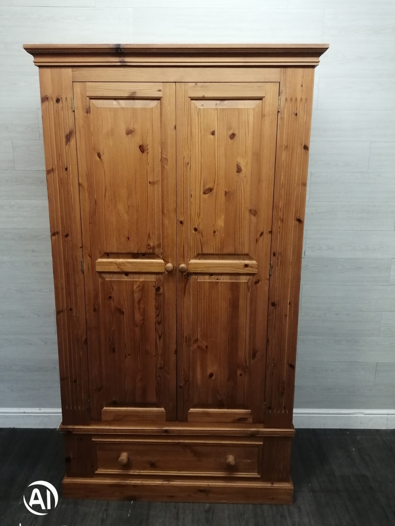 solid pine double wardrobe with drawer