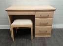 beech style dressing table / desk with stool