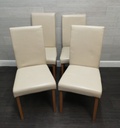 4 X CREAM FAUX LEATHER DINING CHAIRS