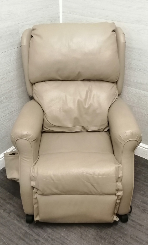Beige Leather Rise &amp; Recline Armchair