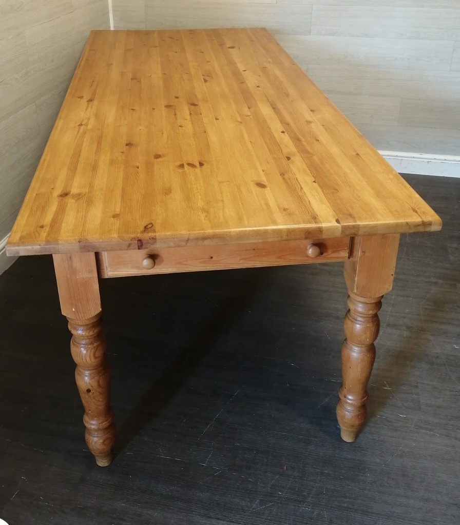 7ft Solid Pine Table With Drawer