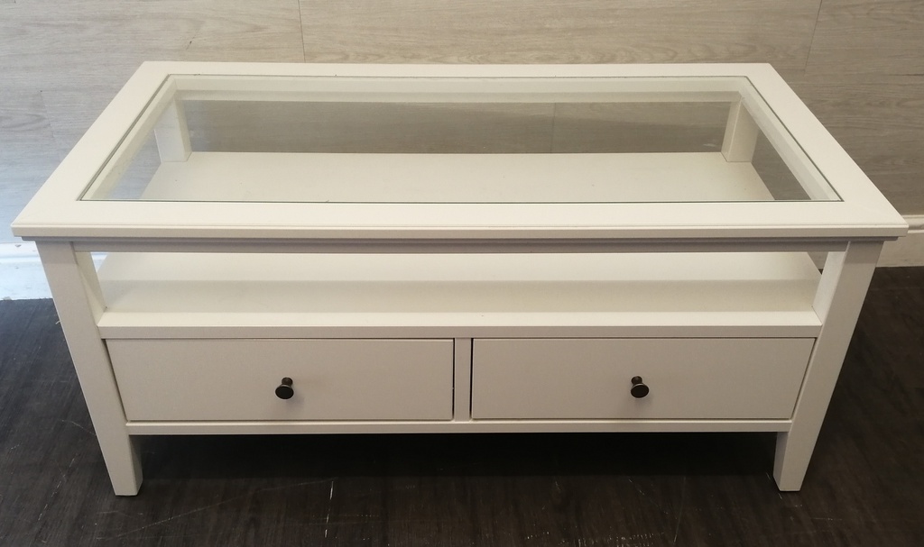 Ikea glass top white coffee table