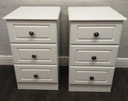 PAIR OF 3 DRAWER WHITE BEDSIDE CHESTS
