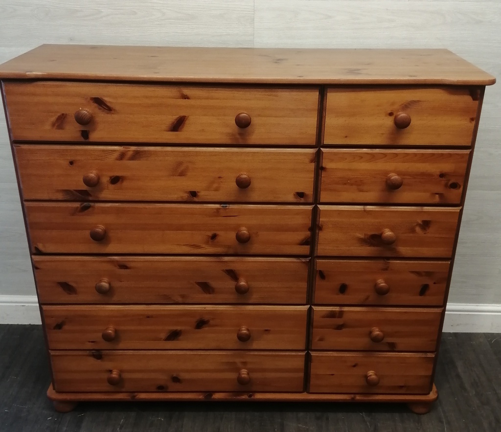 pine 12 drawer merchant style pine chest