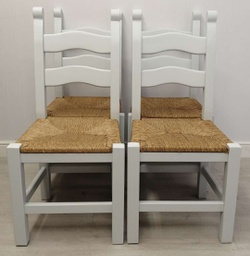[HF12708] 4 x ‘Borrowed Light’ Rush Seated Ladder Back Chairs