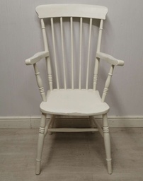[HF7245] White Distressed High Back Grandfathers Chair