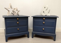 [HF10562] STAG ‘Ink Blue’ Two Drawer Bedside Chest Pair