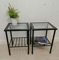 [HF11702] stylish black and glass side table