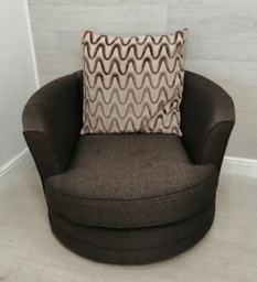 [HF13065] BROWN toned ROUND SWIVEL ARMCHAIR