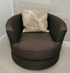 [HF14038] BROWN toned ROUND SWIVEL ARMCHAIR