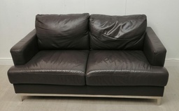 [HF13094] LOVELY brown LEATHER  sofa &amp; armchair set