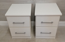 [HF14078] pair of two drawer white bedsides
