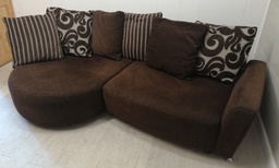[HF14178] brown toned corner pillow back sofa