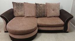 [HF14309] DFS  brown toned  THREE SEATER CHAISE-END SOFA