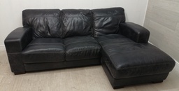 [HF14779] LOVELY L SHAPE distressed grey LEATHER l shape sofa