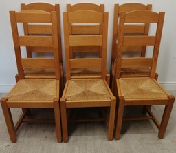[HF14889] SET OF SIX QUALITY SOLID WOOD DINING CHAIRS