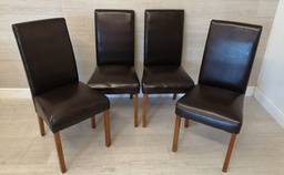 [HF14933] 4 X BROWN FAUX LEATHER DINING CHAIRS