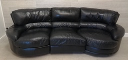 [HF14934] black leather sofa with swivel end seat