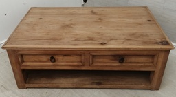 [HF14942] great rustic pine large two drawer coffee table