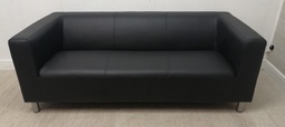 [HF15085] modern low black faux leather sofa