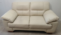 [HF15097] cream LEATHER SOFA AND ARMCHAIR SUITE