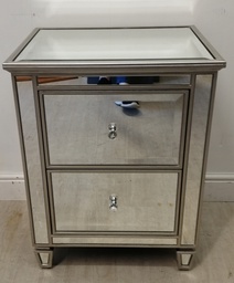 [HF15148] MIRRORED TWO DRAWER BEDSIDE CHEST
