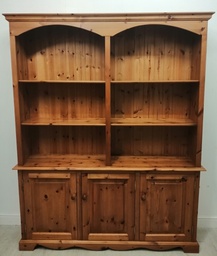 [HF15191] LARGE DOUBLE PINE CUPBOARD BASE BOOKCASE