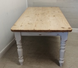 [HF15260] SOLID PINE GREY PAINTED DINING TABLE