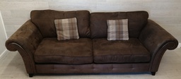 [HF15415] Large four SEATER BROWN TONED FABRIC SOFA