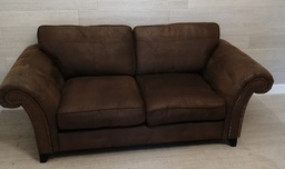 [HF15416] LOVELY LARGE  TWO SEATER BROWN TONED FABRIC SOFA