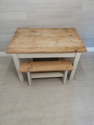 [HF15454] Rustic Pine TABLE &amp; single BENCH SET