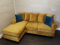 [HF15487] stunning yellow velvet style  l shape sofa