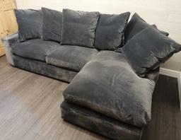 [HF15499] lovely grey velvet sofa from loaf