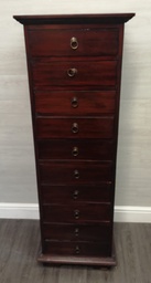 [HF15633] great tall ten drawer dark wood wellington chest