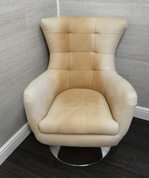 [HF15819] stylish Cream Leather Swivel Chair