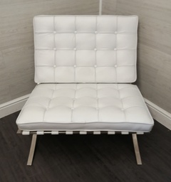 [HF15871] Classic style Modern Barcelona Chair in White faux Leather