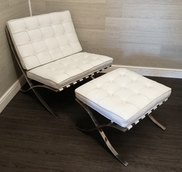 [HF15872] Classic style Modern Barcelona foot stool in White faux Leather